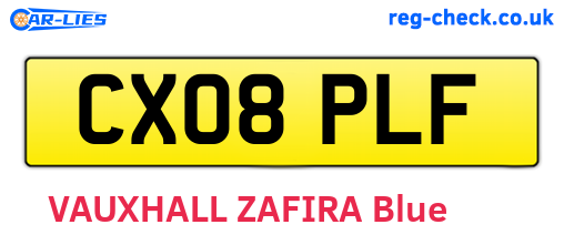 CX08PLF are the vehicle registration plates.
