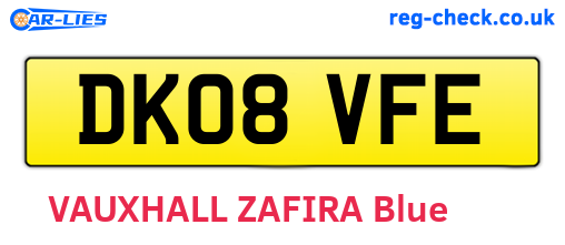 DK08VFE are the vehicle registration plates.