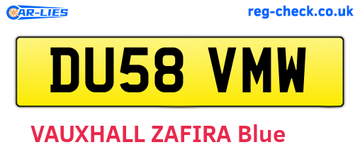 DU58VMW are the vehicle registration plates.