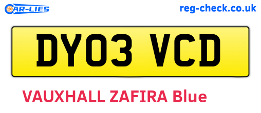 DY03VCD are the vehicle registration plates.