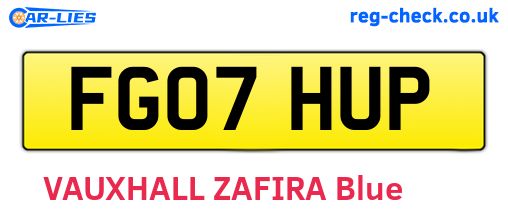 FG07HUP are the vehicle registration plates.
