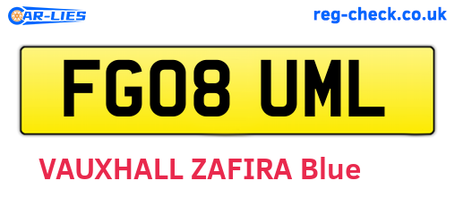 FG08UML are the vehicle registration plates.
