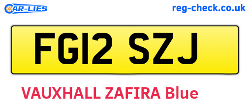 FG12SZJ are the vehicle registration plates.