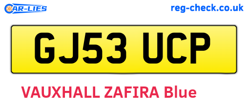 GJ53UCP are the vehicle registration plates.
