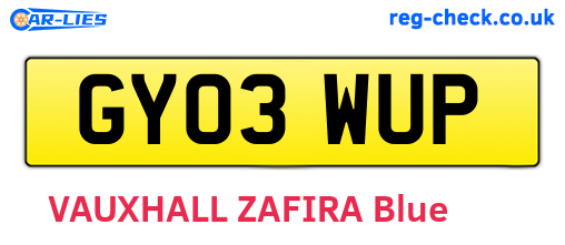 GY03WUP are the vehicle registration plates.