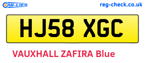 HJ58XGC are the vehicle registration plates.
