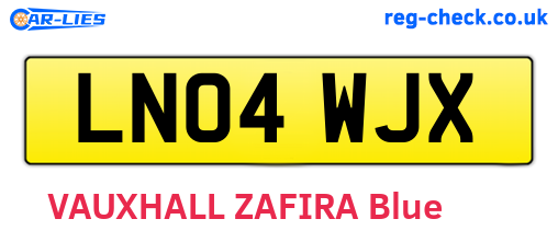 LN04WJX are the vehicle registration plates.