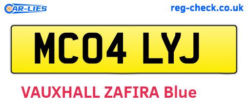 MC04LYJ are the vehicle registration plates.