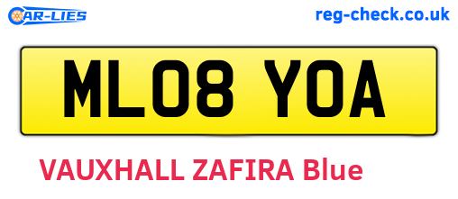 ML08YOA are the vehicle registration plates.