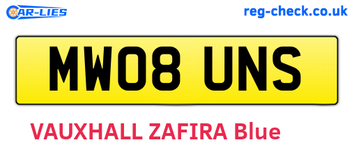 MW08UNS are the vehicle registration plates.
