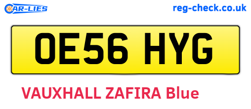 OE56HYG are the vehicle registration plates.