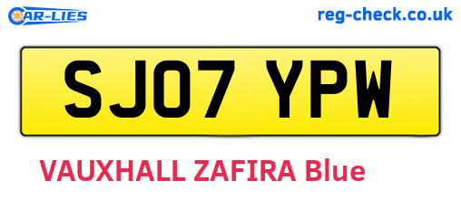SJ07YPW are the vehicle registration plates.