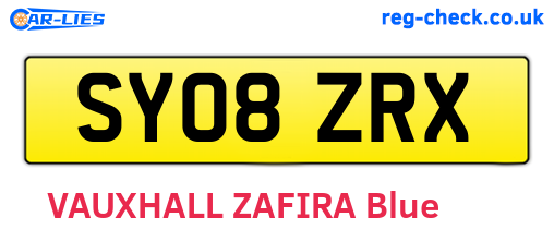 SY08ZRX are the vehicle registration plates.