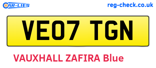 VE07TGN are the vehicle registration plates.