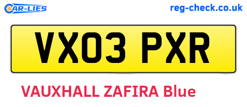 VX03PXR are the vehicle registration plates.