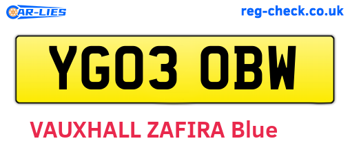 YG03OBW are the vehicle registration plates.