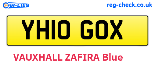 YH10GOX are the vehicle registration plates.