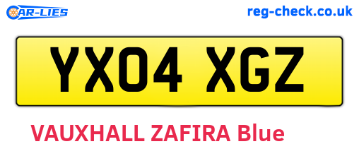 YX04XGZ are the vehicle registration plates.