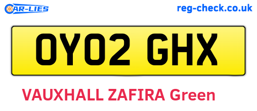 OY02GHX are the vehicle registration plates.