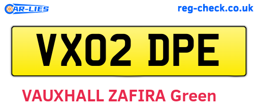 VX02DPE are the vehicle registration plates.