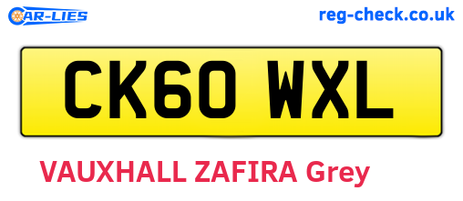 CK60WXL are the vehicle registration plates.