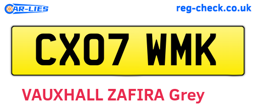 CX07WMK are the vehicle registration plates.