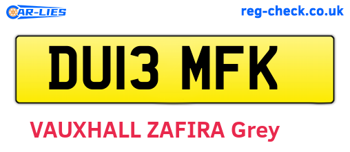 DU13MFK are the vehicle registration plates.