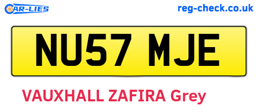 NU57MJE are the vehicle registration plates.