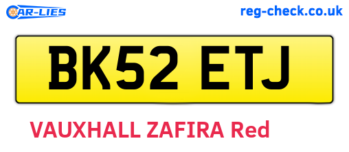 BK52ETJ are the vehicle registration plates.