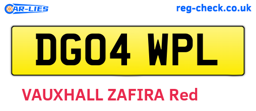 DG04WPL are the vehicle registration plates.
