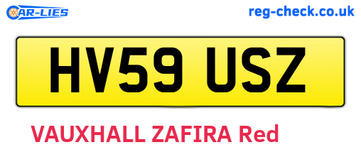 HV59USZ are the vehicle registration plates.