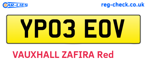 YP03EOV are the vehicle registration plates.