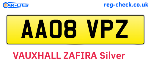 AA08VPZ are the vehicle registration plates.