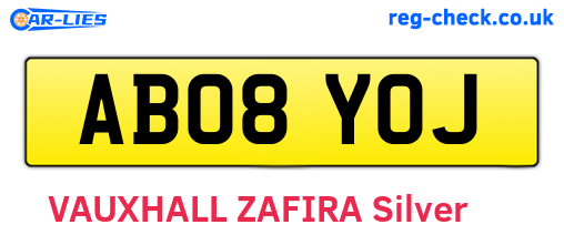 AB08YOJ are the vehicle registration plates.