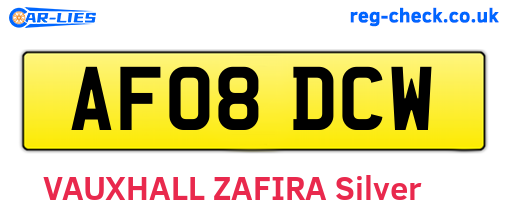 AF08DCW are the vehicle registration plates.