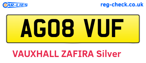AG08VUF are the vehicle registration plates.