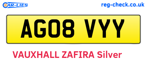 AG08VYY are the vehicle registration plates.