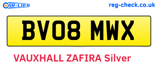 BV08MWX are the vehicle registration plates.