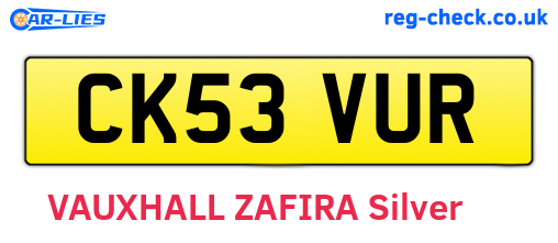 CK53VUR are the vehicle registration plates.