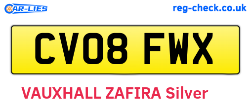 CV08FWX are the vehicle registration plates.