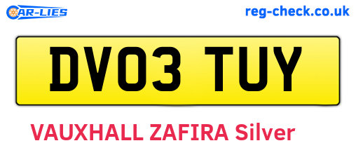 DV03TUY are the vehicle registration plates.