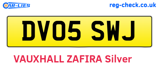DV05SWJ are the vehicle registration plates.