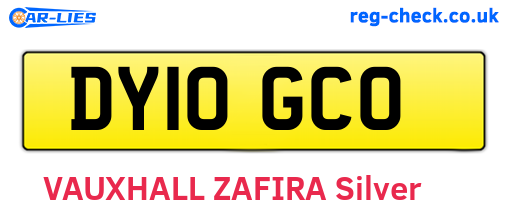 DY10GCO are the vehicle registration plates.