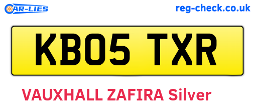 KB05TXR are the vehicle registration plates.