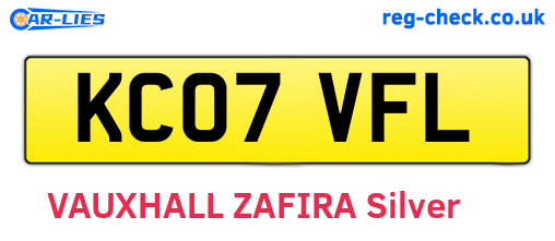 KC07VFL are the vehicle registration plates.