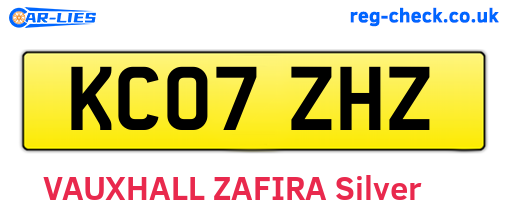 KC07ZHZ are the vehicle registration plates.