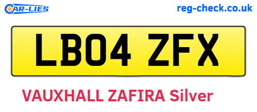 LB04ZFX are the vehicle registration plates.