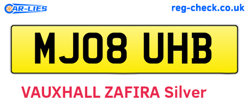 MJ08UHB are the vehicle registration plates.