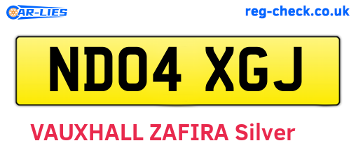 ND04XGJ are the vehicle registration plates.