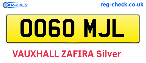 OO60MJL are the vehicle registration plates.